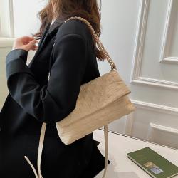 2024 new fashion small square bag knitted fabric simple ladies satchel solid color handbag