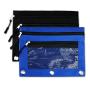 Gelory 3 Ring Zipper Pulls Double Pockets Pencil Case with Clear and Mesh Window Binder Pencil Pouches