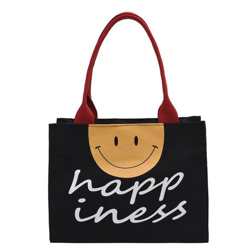 2024 New Design College Student Shoulder Bag Leisure Smiling Face Letter Print Large Capacity Canvas Tote Bag