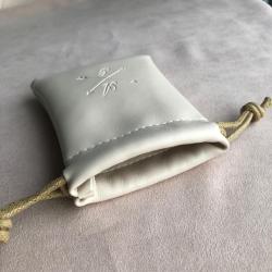 Black PU Leather Drawstring Pouch