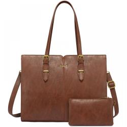LOVEVOOK vintage 15.6 In Waterproof PU Leather Laptop Tote Bag Fashion Lady Computer Bags for Women Business Office briefcase