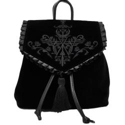 Hot Sale dark style velvet embroidery backpack custom punk drawstring tassel Backpack