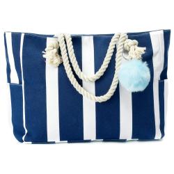 Gelory High Quality Durable Canvas Summer Beach Handbag Large Capacity Canvas Striped Women Girls Shoulder Tote Bag