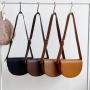 2024 Female Solid Color Saddle Design One-shoulder Crossbody Bag Fashion Trend Semicircle Pu Bag Clamshell  Saddle Bag