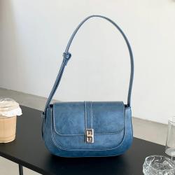 Factory wholesale high quality handbag blue lock shoulder bag winter new half moon bag