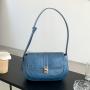 Factory wholesale high quality handbag blue lock shoulder bag winter new half moon bag