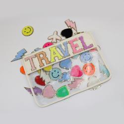 RTS Stock Cute Rainbow Plane Lightning Bolt Anchor Letter Embroidery Patches Glitter Chenille Patches