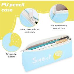 Gelory Lovely Stationery Bag Portable Small PU Leather Pencil Case Student Pencil Bag With Zipper