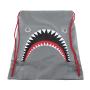 Custom Gray Shark Nylon Sports Gym Bag for Women Men Children Large Size with Interior Pockets Drawstring Backpack