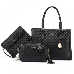 LOVEVOOK 2023 Quilted Vegan Leather Crossbody Tote Hand Bags with Tassel for Ladies 3in1 Large Women's Purses and Handbags