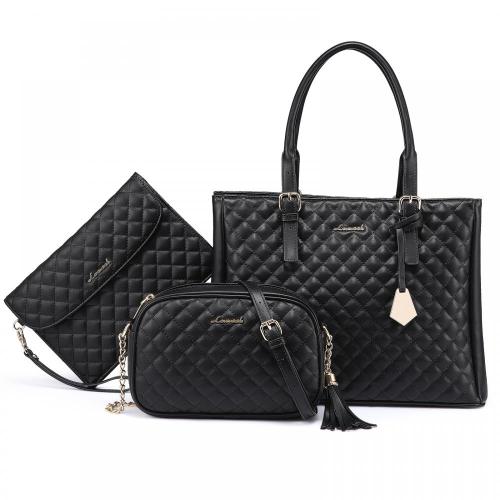 LOVEVOOK 2023 Quilted Vegan Leather Crossbody Tote Hand Bags with Tassel for Ladies 3in1 Large Women's Purses and Handbags