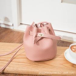 Women's Lychee Pattern Bucket-Shaped Shoulder Bag 2024 Summer Autumn Korean Version New Cross Body Small Bag Shoulder Bag