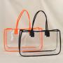 Keymay New Products U shape Women Transparent Beach Bag Custom Clear Stadium Tote Bag PVC Grocery Plastic Shopping Bag