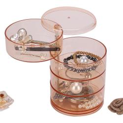 SN048 Earring Necklace Organizing Box 5 Layers Round Rotating pink Jewelry Storage Box Promotional Gifts Jewelry Organizer Case