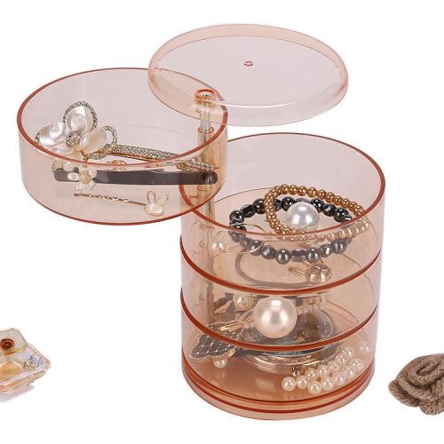 SN048 Earring Necklace Organizing Box 5 Layers Round Rotating pink Jewelry Storage Box Promotional Gifts Jewelry Organizer Case