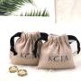Custom Logo Printed Mini Cotton Twill Ring Earring Storage Bag Recycled Drawstring Cotton Necklace Jewelry Pouch