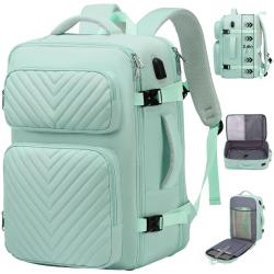 Custom Portable School Work Daypack With External USB Port Fits 15.6"/17.3" Computer Quilted Laptop Backpack For Women