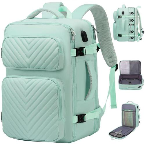 Custom Portable School Work Daypack With External USB Port Fits 15.6"/17.3" Computer Quilted Laptop Backpack For Women