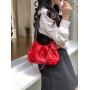 2024 Spring New Bow Design Chain Bag Cute High Quality PU Soft Leather Cloud Bag Large Capacity Crossbody Bucket Bag For Women