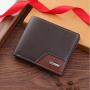 Men's New Cross-Border Short Wallet Large Capacity Leather Coin Purse with Open Closure Casual Waterproof ID Card Bag