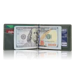 Genuine Leather Mens Wallets Slim Front Pocket Money Clip Card Holder Leather Money Clips