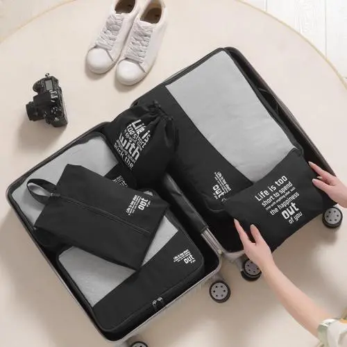 6pcs Waterproof Portable Travel Clothes Luggage Organizer Quilt Blanket Storage Bag Suitcase Pouch Travel Packing Cube Bags