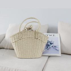 New straw woven women's portable beach bag sac main femm sac