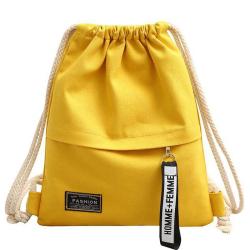 ZR374 New Drawstring Canvas Backpack Large Capacity Student Tutorial Bag Light Sports Student Schoolbag