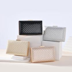 New Arrival Clutch Handbag Shoulder Crossbody Bags Wedding Party Fashion Woven Texture PU Square Evening Bags For Woman