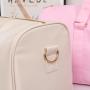 Stock lilac Nylon duffle bag with Glittering chenille letter patches duffle bag travel handbag nylon bag