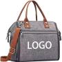Custom Design Printed Gray Dual Deck Insulated Thermal Lunch Bag Multi functional Outdoor Soft Shoulder Cooler Bag