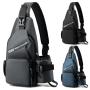 ZR565 Man Chest Bag PU USB New Waterproof Cup Cover Shoulder Bag Sports Travel Crossbody Solid Color Business High Quality Bag
