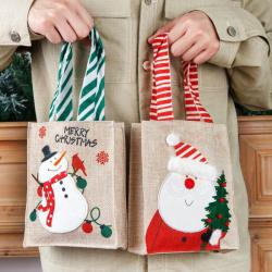 HR089 New Christmas Handheld Gift Bag Lovely Cloth Cartoon Elderly Snowman Gift Bag Candy Apple Christmas Lightweight Handbag