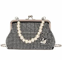 KBW352 New Clip Mouth Pearl Dinner Women Diamond Bag Fashion Texture Handheld Crossbody Swan Shoulder Ladies Bag
