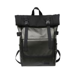 Fashion trend Roll Top Anti Theft Laptop Backpack men's backpack large capacity PU leather college student schoolbag travel bag