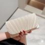 Women Evening Bags Clutch Purse Handbag Champagne Pleated Fabric Wedding Cocktail Party Clutch Bag Ladies
