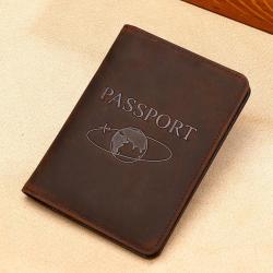 RFID Passport Bag Crazy Horse Leather Travel Wallet For Men Credit Card Cover Boarding Passes Notes Travel Passport Holder