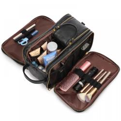Lovevook PU Leather  Large Waterproof Wash Bag Travel Cosmetic Bag Bathroom Fitness Organizer Gifts Men's Toiletry Bag