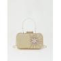 Good quality box clutch bag metal handle handbags glitter fabric shiny rhinestone flower purse tassels evening bag