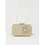 Good quality box clutch bag metal handle handbags glitter fabric shiny rhinestone flower purse tassels evening bag