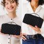 Gelory Custom Logo Portable Travel Large Capacity Wash Bag PU Leather Cosmetics Storage Bag Pouch Waterproof