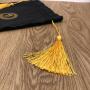 Black Satin Hair Drawstring Bag With Tassels