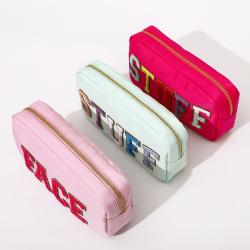 Keymay USA Address Free Shipping RTS Varsity Cosmetic Bag Waterproof Travel Pouch High Quality Makeup Bags Cosmetic Bags Travel