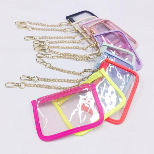 Small Money Purses Coin Purse Keychain Clear PVC Tiny Wallet Key Chain Card Holder Mini Kids Purse Cute PVC Bag Chains Hooker
