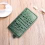 Custom Made Luxury Fashion Genuine Crocodile Skin Leather Women Ladies Green Long Zipper Credit Card Wallet For Woman