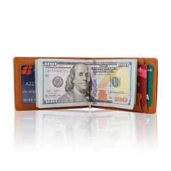 Custom Front Pocket Wallet Leather Money Clip Wallet RFID Blocking Mens Money Clip