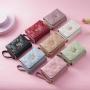 KBW702 Women Short Wallet Fashion Girl Buckle Cross Wallet Horizontal Square Card Holder Handbag Coin Purse Zero Wallet