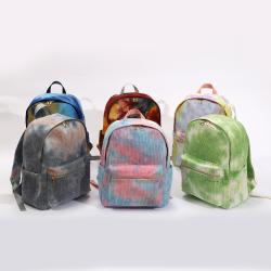 Tie Dye Printing Kids School Bookbag 4 Colors Tie-Dyed Corduroy Book Bags Children School Bags Unisex Corduroy Bag Backpack Kid