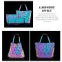 LOVEVOOK handbags for women luxury designer geometric holographic reflective luminous bag set 3pcs purses and handbag
