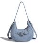 HR281 New Spicy Girl Underarm Bag Popular PU Leather Personalized Star Buckle One Shoulder Women's Bag Blue Denim Cloth Bag